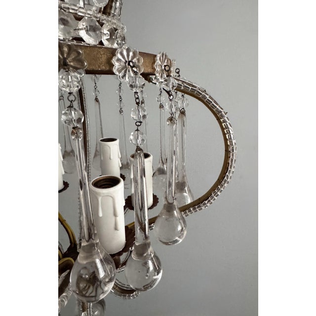 Vintage Italian Crystal Beaded Chandelier For Sale - Image 4 of 5