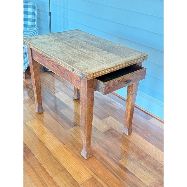 Arts & Crafts Antique Oak Rotating Game Table, Arts & Crafts Mission Style For Sale - Image 3 of 5