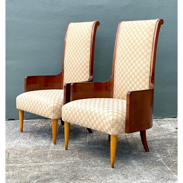 Vintage Italian High Back Chairs - A Pair For Sale - Image 12 of 12
