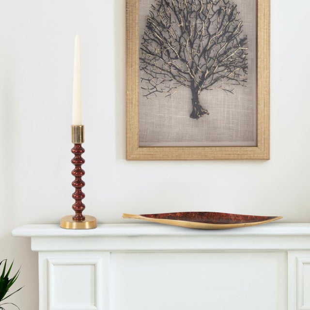 Contemporary Sharma Crimson Gold Rounded Candlestick- Tall For Sale - Image 3 of 11
