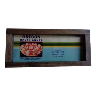 Vintage 1940s Oregon Cherries Crate Label Sign For Sale
