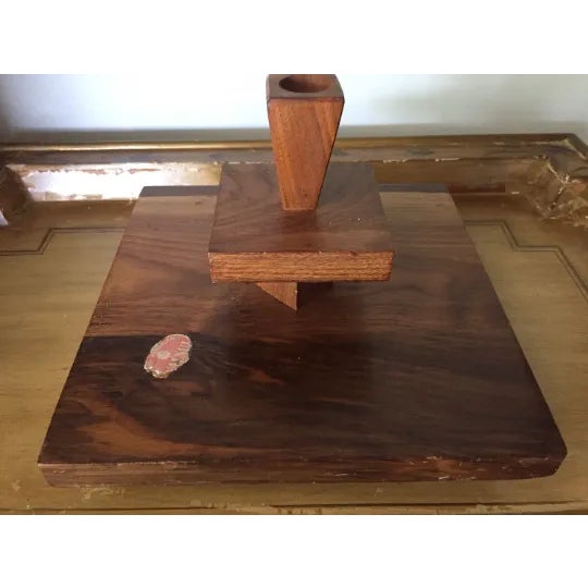 Beautiful MC wooden lazy susan or candle holder. Would look great on any tabletop and for the interior designer.