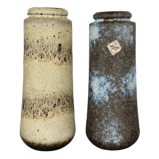 Pottery Fat Lava 206-26 Vases by Scheurich, Germany, 1970s, Set of 2 For Sale