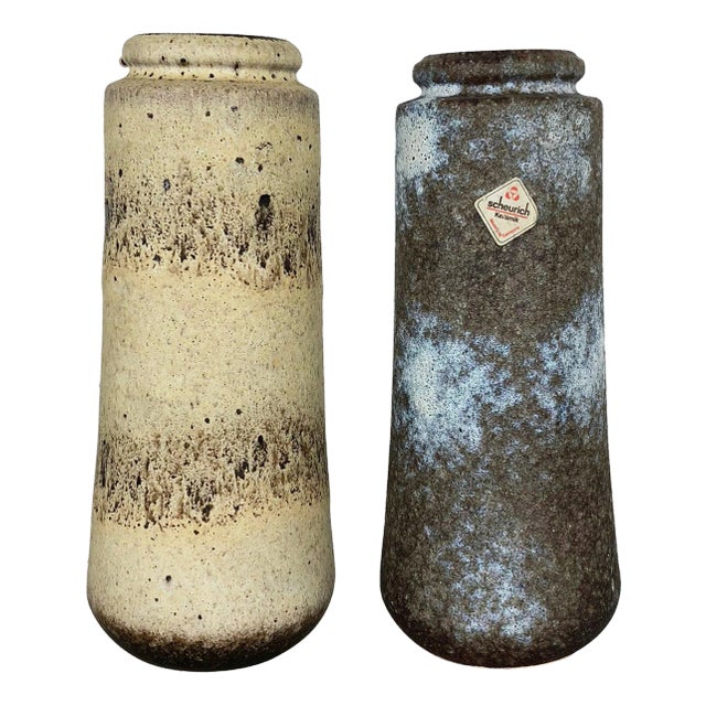 Pottery Fat Lava 206-26 Vases from Scheurich, Germany, 1970s, Set of 2 For Sale