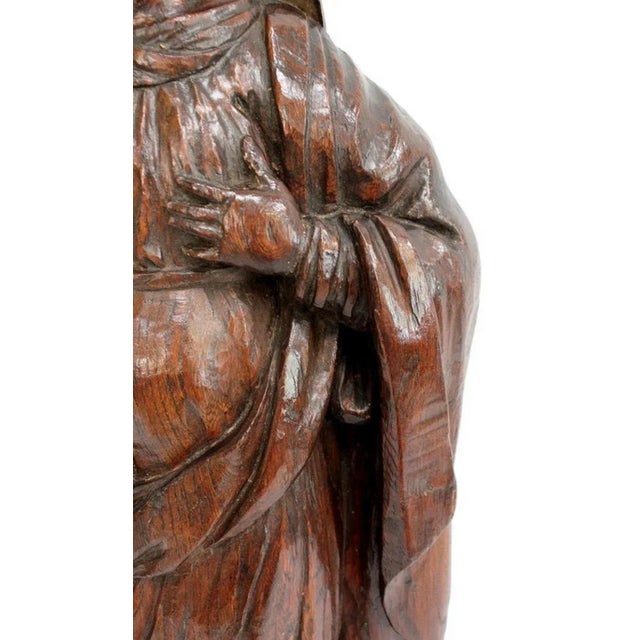 Oak Statue of a Saint, 19th Century For Sale - Image 9 of 18