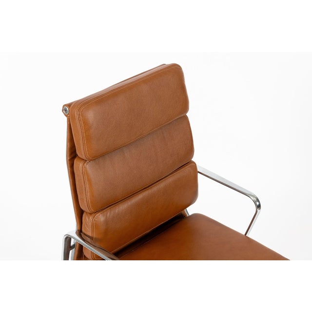 Brown Pair Herman Miller Eames Tall Brown Leather Desk Chair Soft Pad For Sale - Image 8 of 12