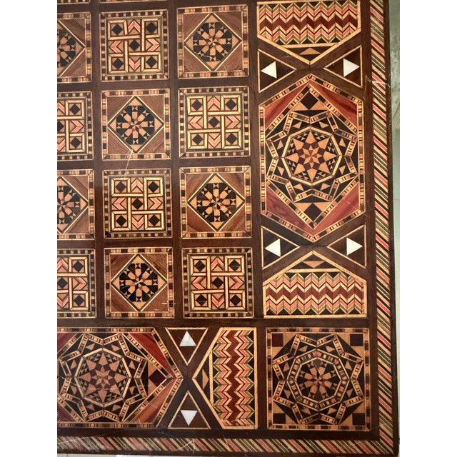 Vintage Moroccan Inlaid Wood Backgammon Game Box For Sale - Image 9 of 12