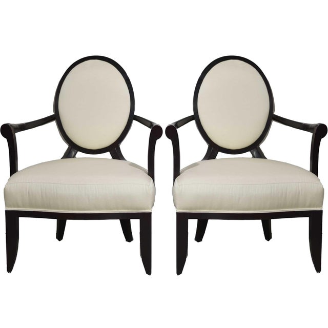 Vintage Oval X-Back Arm Chairs Barbara Barry for Baker Furniture - Set of 2 For Sale - Image 12 of 12