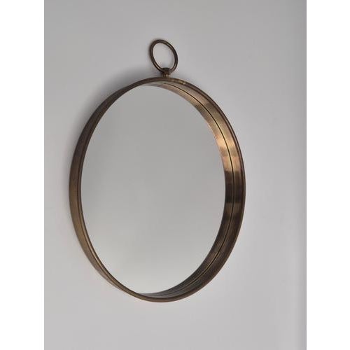 Swedish Modern Pocketwatch-Shaped Mirror with Brass Frame from Firma Svenskt Tenn, 1950s For Sale - Image 3 of 7