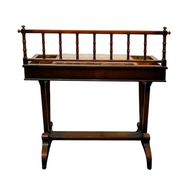 Antique Wood and Marble Trestle Credenza Jardiniere For Sale - Image 4 of 7