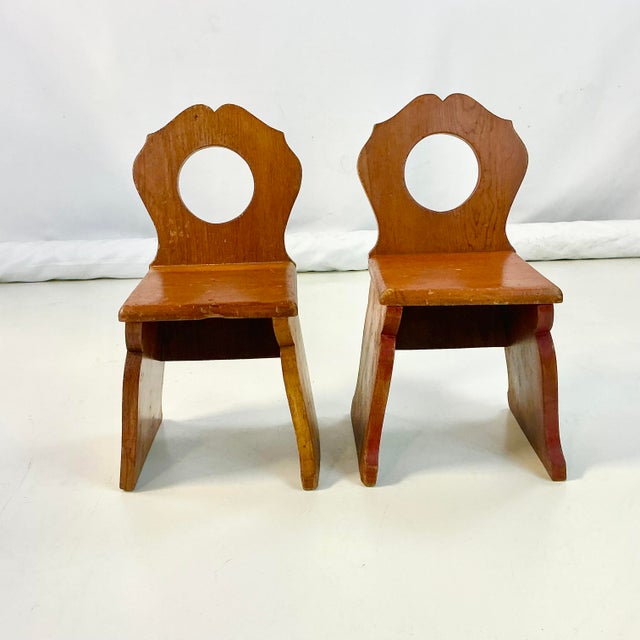 These are a pair of stylish Gustavian Brutalist Pine Child-sized Side Chairs. Your little ones will love having a special...