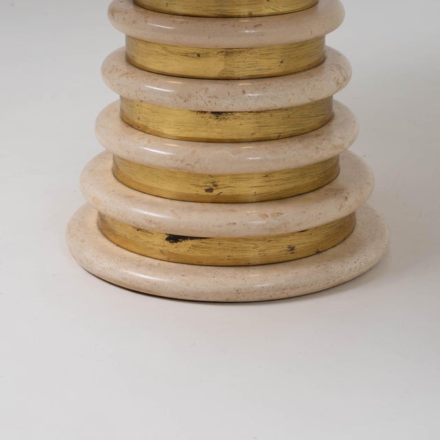 Italian Travertine and Brass Pedestal Dining Table by Marzio Cecchi for Studio Most, 1970s For Sale - Image 10 of 14