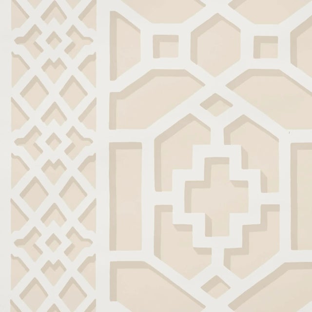Contemporary Schumacher Zanzibar Trellis Wallpaper in Sand For Sale - Image 3 of 4