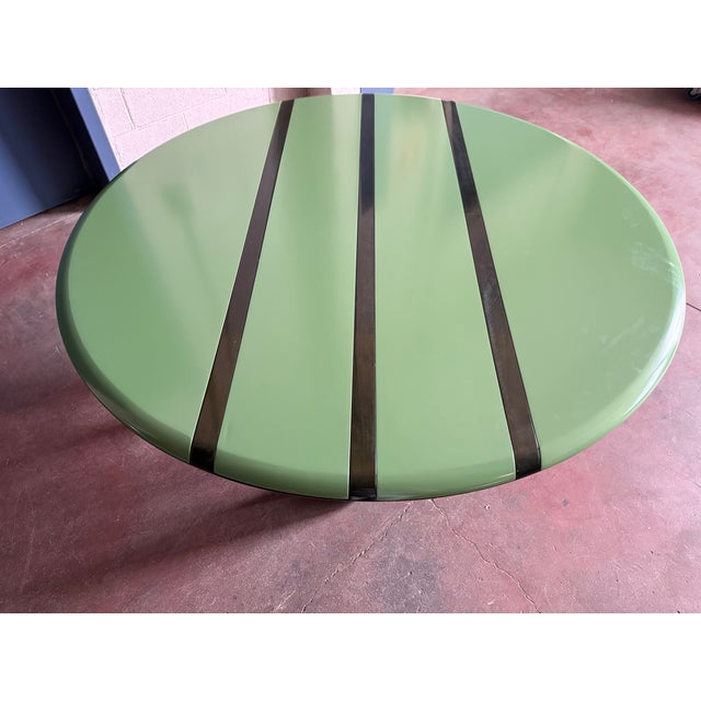 Postmodern Round Black and Mint Green Gallery Dining Table from Giorgetti, 1980s For Sale - Image 3 of 7