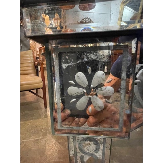 Mid 20th Century Pair of Vintage Venetian Etched Mirror Side Tables For Sale - Image 5 of 10