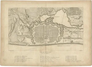 Plan of Pondicherry Fortifications and Attacks, 1750