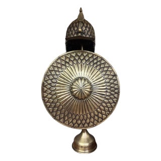 Turkish Brass Leaf Motif Helmet Shield Set For Sale