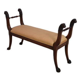 Henredon Regency Style Lion Head Mahogany Window Bench For Sale