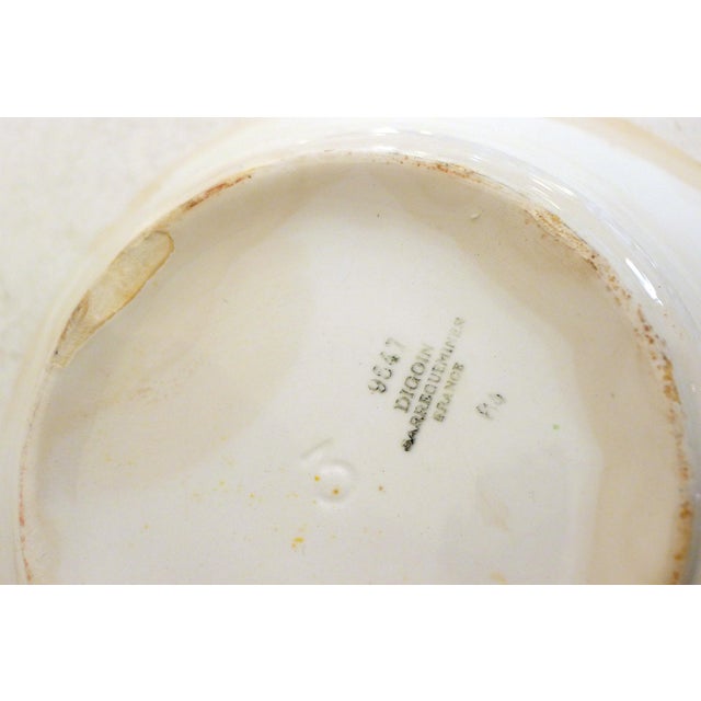 Ceramic Salad Bowl with Stylized Floral Stencil Decoration by Digoin Sarreguemines, 1950s For Sale - Image 7 of 12