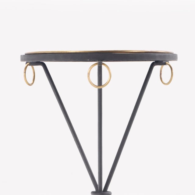 Contemporary A Pair of Gueridon Style Iron & Bronze Drinks Tables, in the Manner of Jean-Michel Frank. Contemporary. For Sale - Image 3 of 5