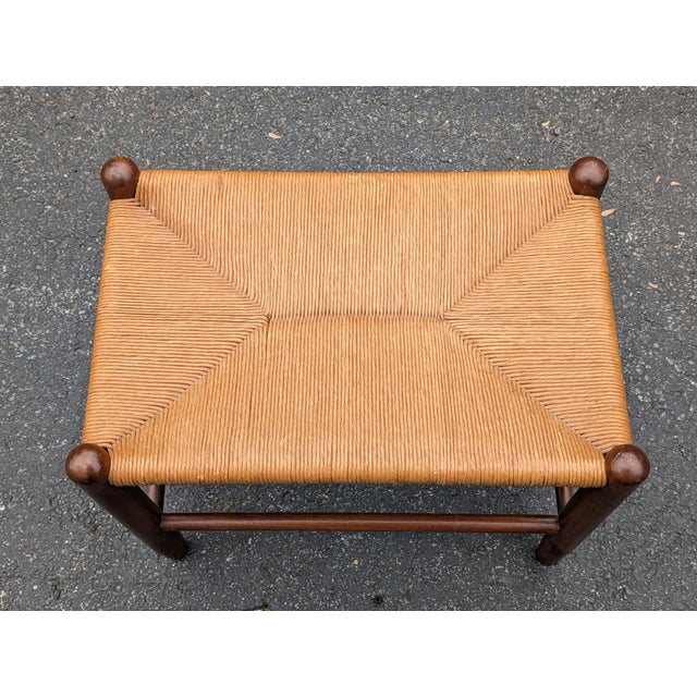 French Country Vintage French Country Rush Footstool Stool For Sale - Image 3 of 5