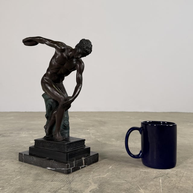 Bronze Classical Athlete Sculpture After Discobolus, Greco-Roman Athlete, 12” H For Sale - Image 16 of 16