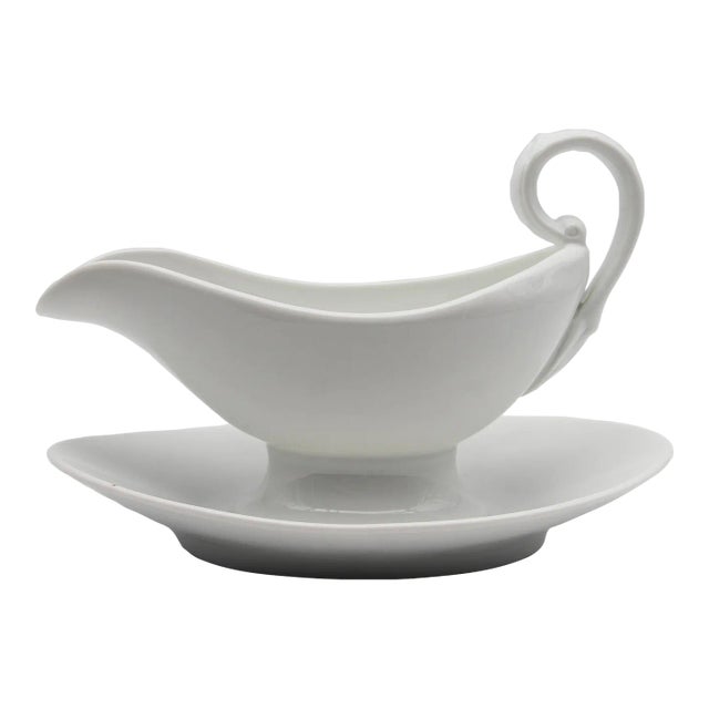 1940s Blanc De Chine Porcelain Sauce Boat, Gravy Boat, Vista Alegre, Portugal For Sale