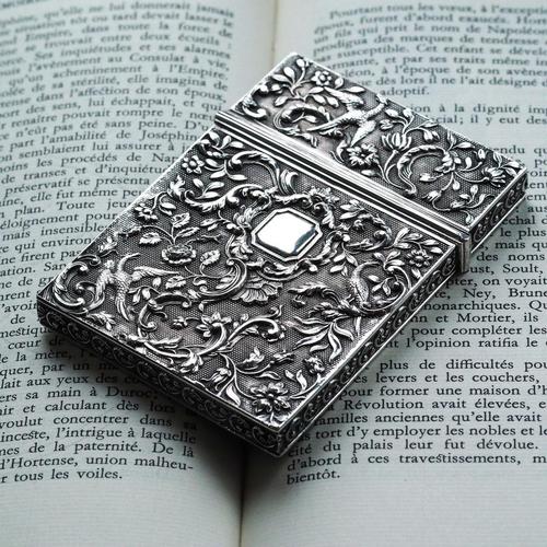 Antique Georgian Silver Card Case with Decorations by Joseph Willmore, 1836 For Sale - Image 12 of 18