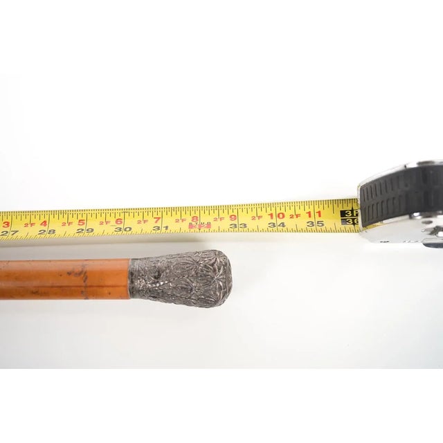 Wood 19th Century Silver Repousse Handle Walking Stick For Sale - Image 7 of 7