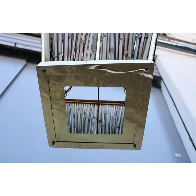 Chandelier in Brass and Bamboo, Italy, 1970s For Sale - Image 18 of 18