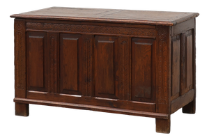 Carved Oak Blanket Chest with Linenfold-Style Panels, 1600s