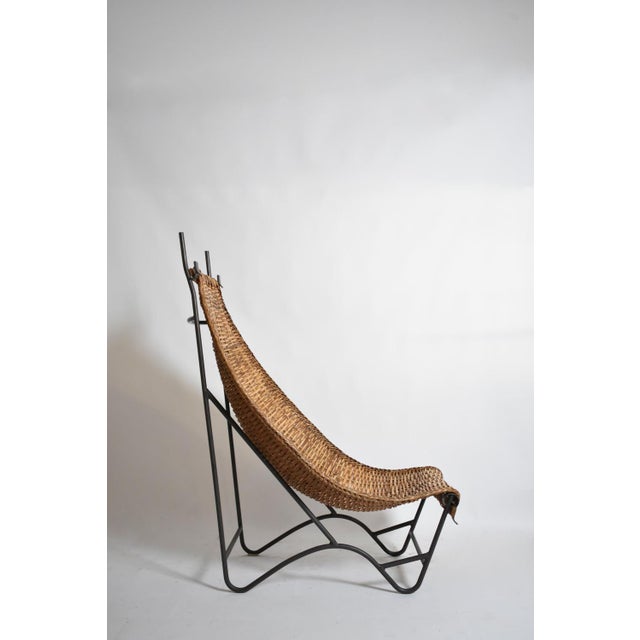 Wrought Iron and Rattan Chair, 1950s For Sale - Image 4 of 6