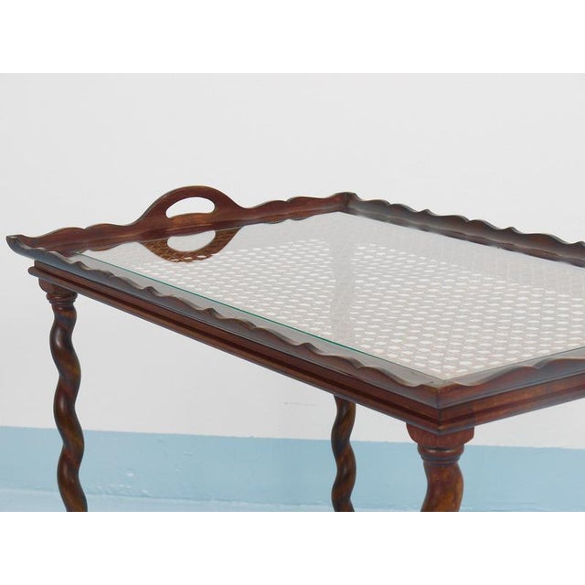 Vintage Italian Barley Twist Bar Cart Serving Trolley, Italy, 1920s For Sale - Image 11 of 18