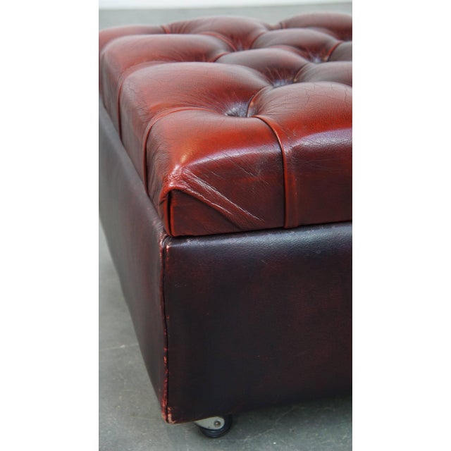 Chesterfield Ottoman with Storage in Cow Leather For Sale - Image 9 of 12