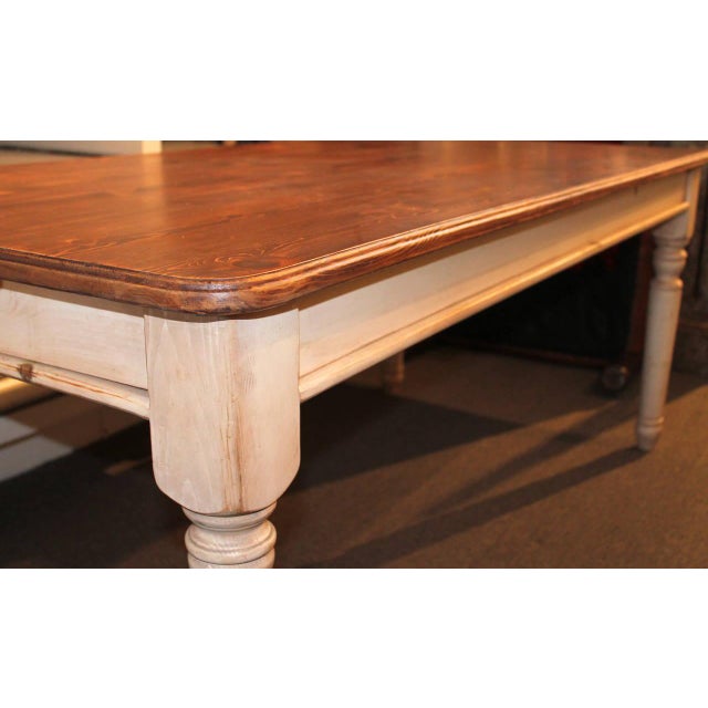 White Fantastic 20th Century Handmade and White Painted Base Harvest Table For Sale - Image 8 of 8