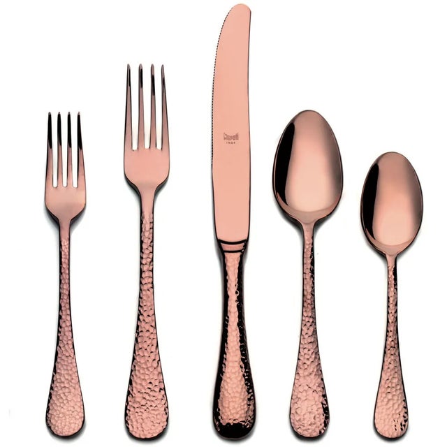 Contemporary Mepra Epoque 5-Piece Flatware Set, Bronze For Sale - Image 3 of 3