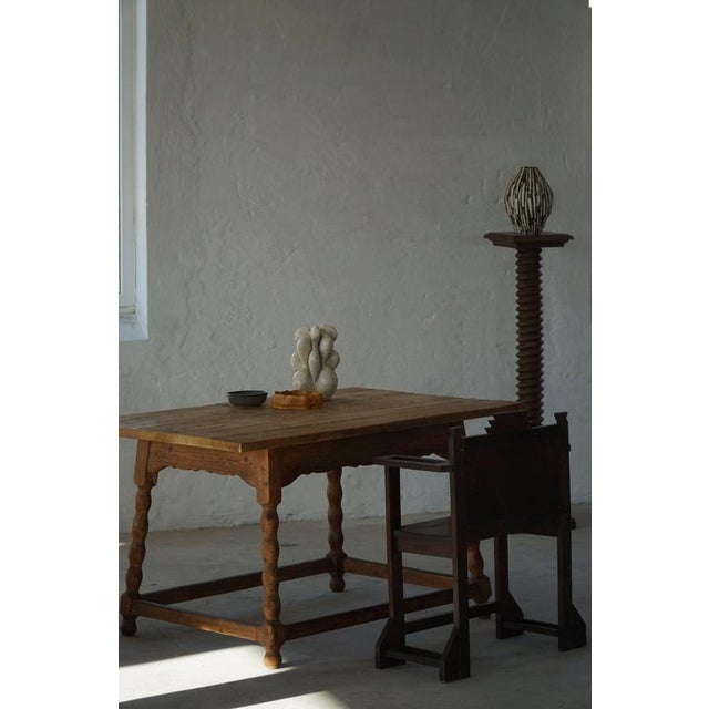 1940s French Modern Rectangular Desk or Dining Table in Pine, 1900s For Sale - Image 5 of 18