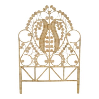 Natural Wicker Palm Headboard Twin For Sale