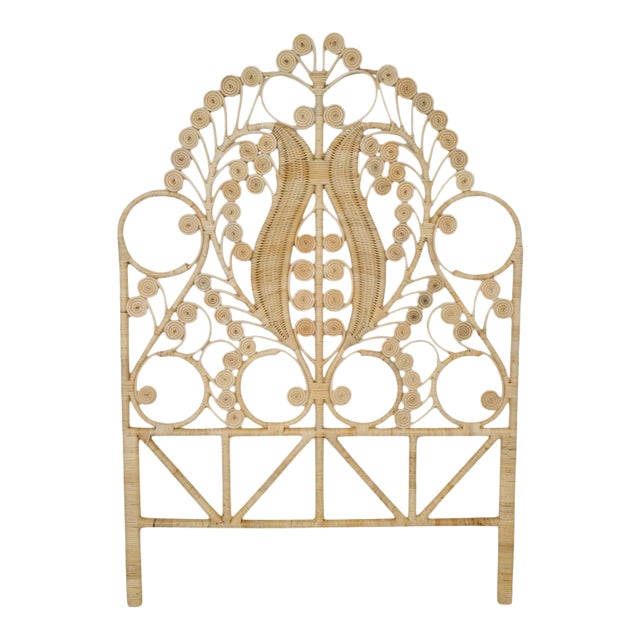 Natural Wicker Palm Headboard Twin For Sale