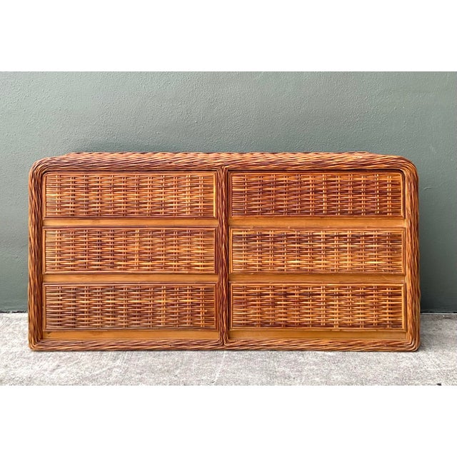 Vintage Woven Rattan Dresser For Sale - Image 9 of 12