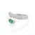 Oval Cut Emerald Diamond Cluster Bypass Ring in 18k White Gold For Sale - Image 4 of 10