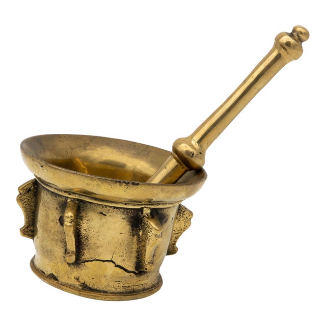 Antique Vintage Brass Mortar and Pestle For Sale