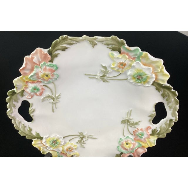 Weimar, Germany-rare porcelain small platter The flowers are done in relief -which means raised above the surface-see...
