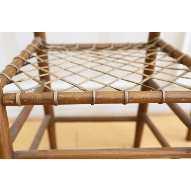 19th C Vintage Rustic Primitive Rawhide Woven Chair - A Pair For Sale - Image 10 of 11