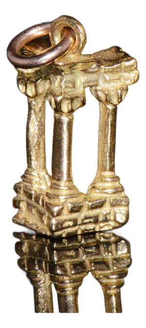 Italian 18k Solid Gold Roman Column Ruins - Temple of Apollo Charm Pendant