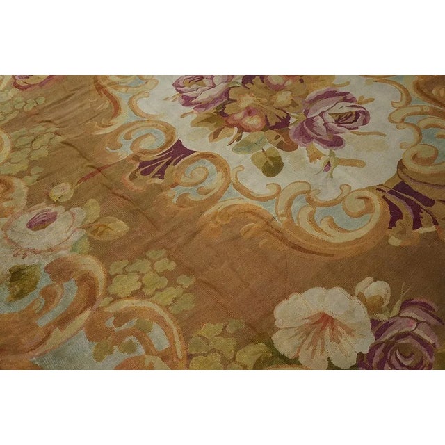 French 1850s Brown Medallion Floral Antique French Aubusson Carpet 8'10" X 10'10" Louis Philippe Period Wool Rug For Sale - Image 3 of 9