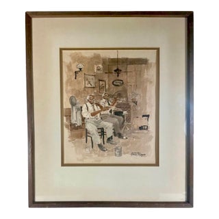 Mid-Century Original Watercolor Jazz Musicians, Signed For Sale
