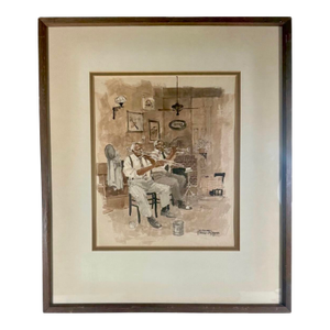 Mid-Century Original Watercolor Jazz Musicians, Signed