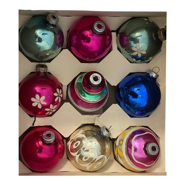 Shiny Brite Mercury Glass Ornaments - Set of 9 For Sale