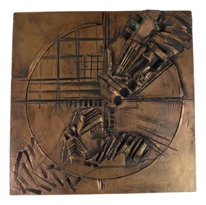 Italian Abstract Sculpture Art Copper Panel